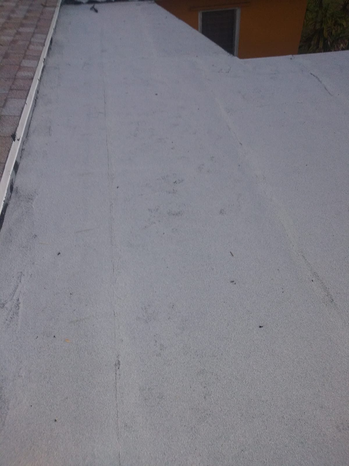 A close-up view of a grey flat roof membrane.